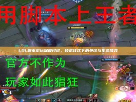 LOL脚本论坛深度讨论，技术狂欢下的争议与生态博弈