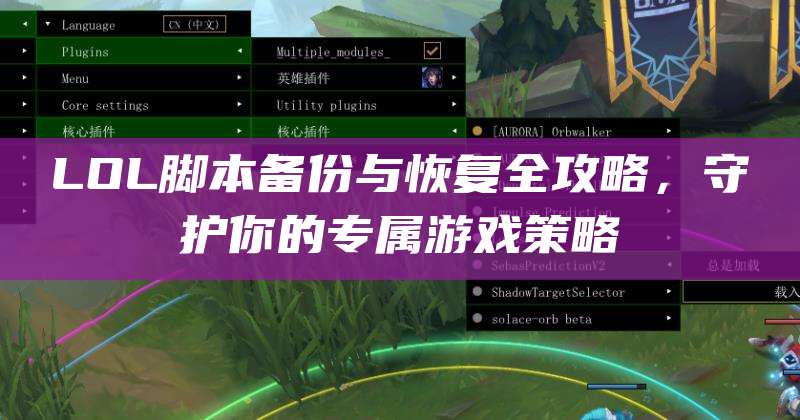LOL脚本备份与恢复全攻略,守护你的专属游戏策略